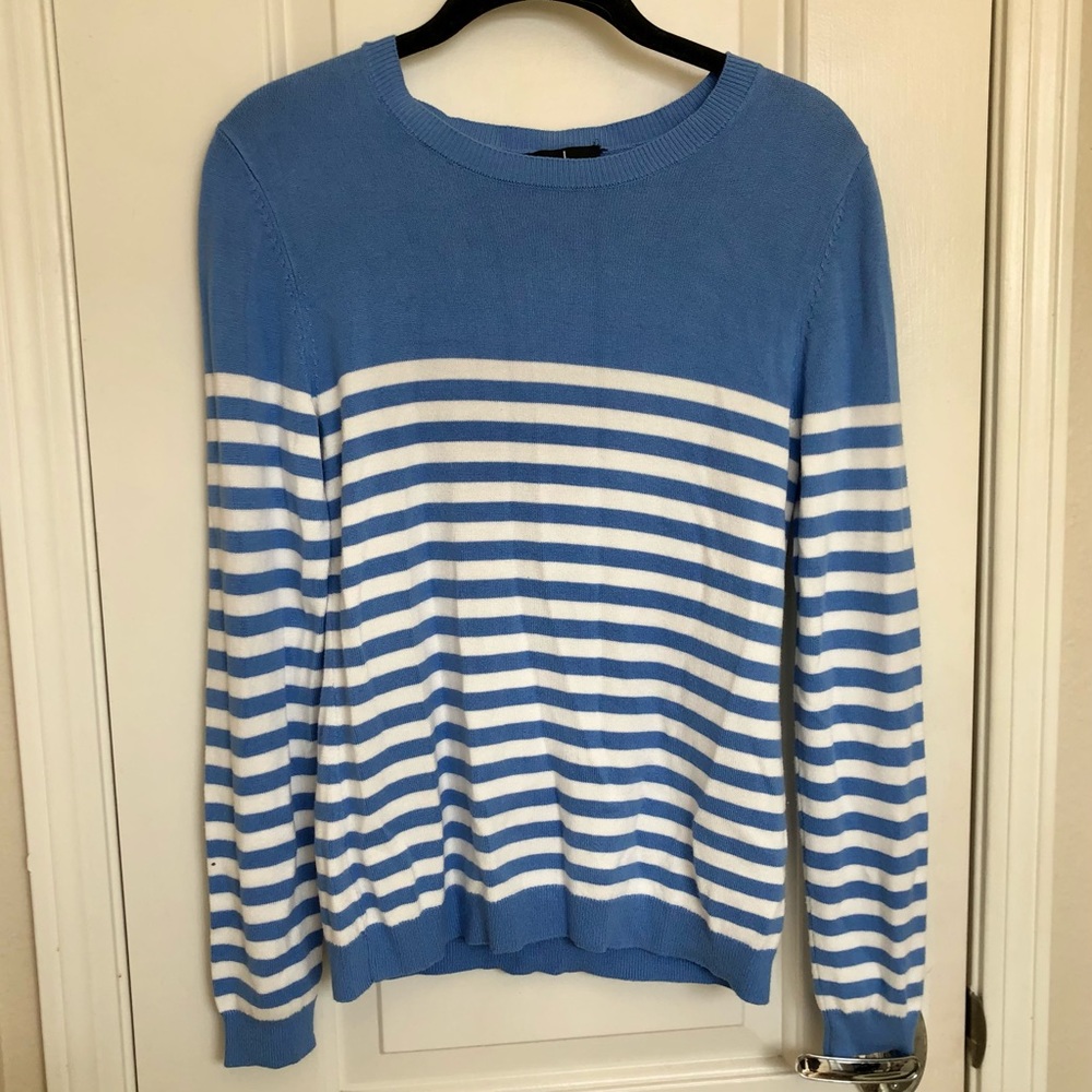 JASON WU Blue and White Striped Pullover Sweater